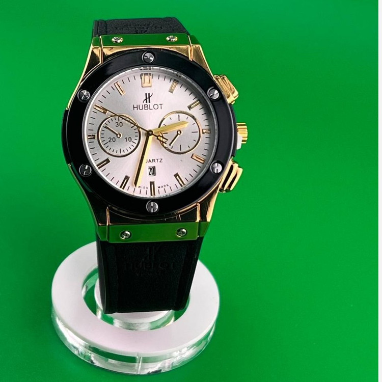 ساعت مچی بند چرم مردانه صفحه گرد هابلوت HUBLOT موتور ژاپن تنوع رنگ رنگ ثابت کد ki (پس کرایه)