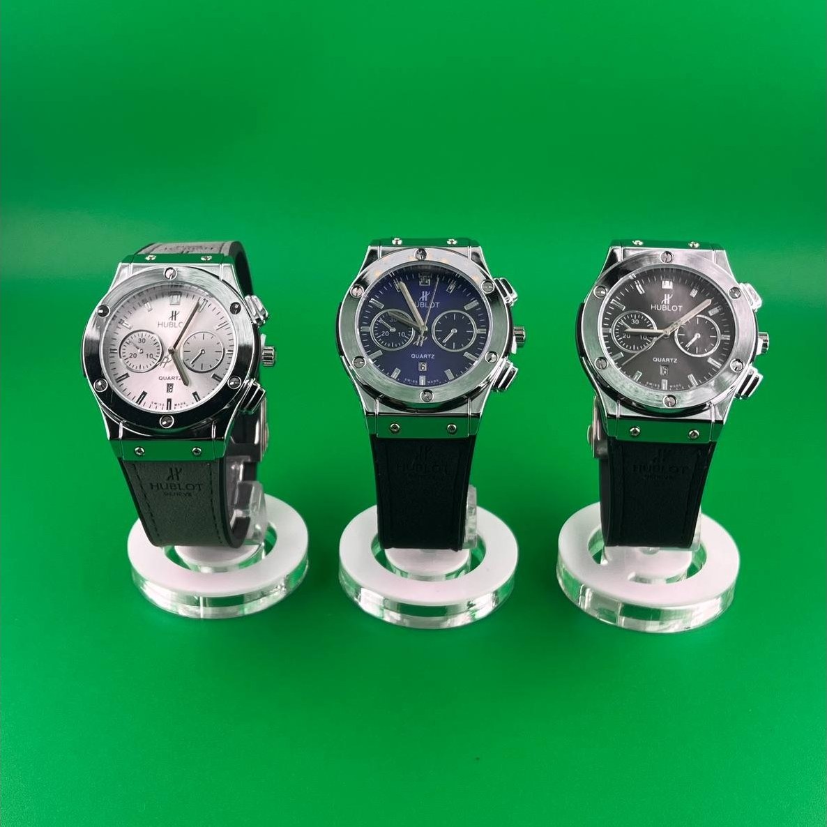 ساعت مچی بند چرم مردانه صفحه گرد هابلوت HUBLOT موتور ژاپن تنوع رنگ رنگ ثابت کد ki (پس کرایه)