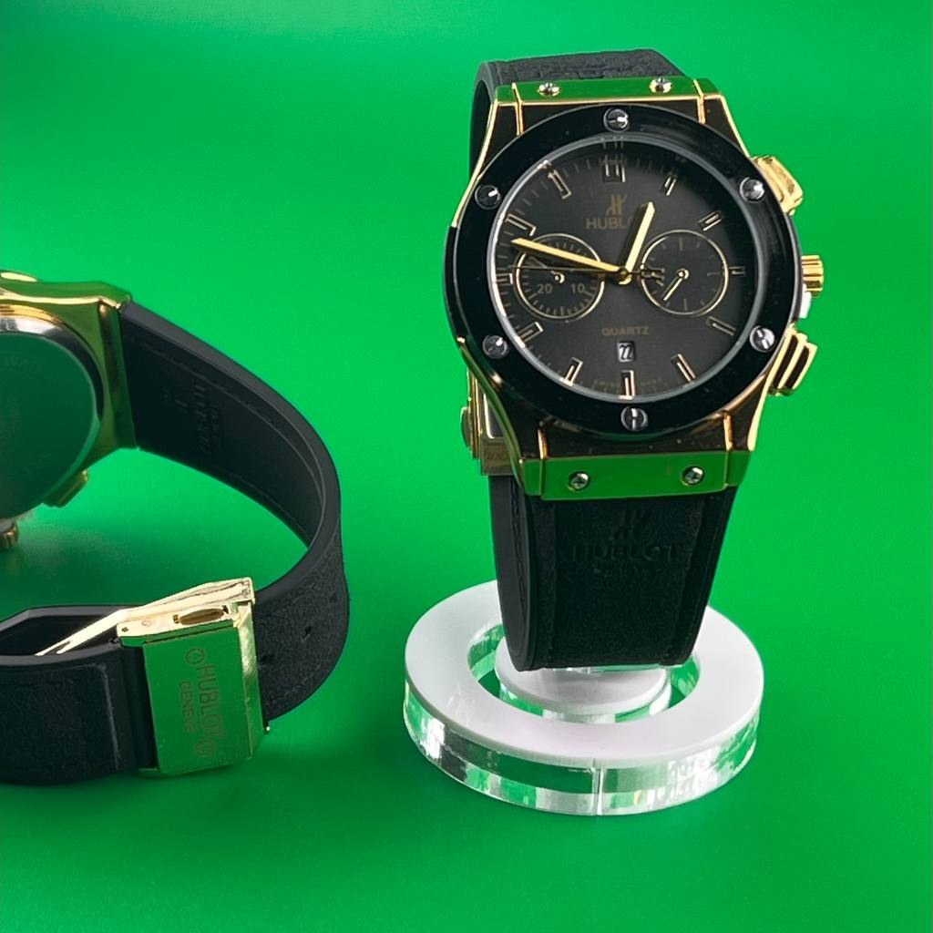 ساعت مچی بند چرم مردانه صفحه گرد هابلوت HUBLOT موتور ژاپن تنوع رنگ رنگ ثابت کد ki (پس کرایه)