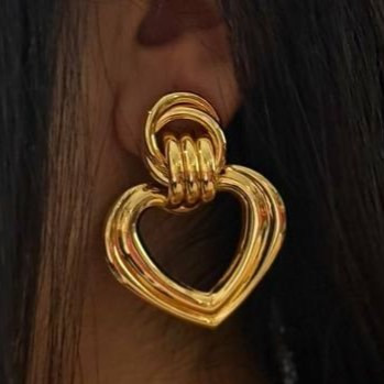گوشواره آبکاری نقره زنانه طرح مینیمال قلب گره رنگ ثابت کد sm