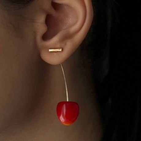گوشواره زنانه طرح آویز گیلاسی تنوع طرح رنگ ثابت کد sm