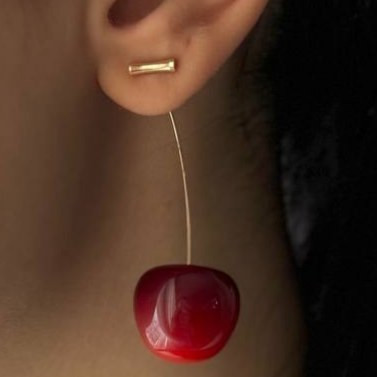 گوشواره زنانه طرح آویز گیلاسی تنوع طرح رنگ ثابت کد sm