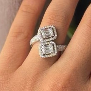 ست دستبند و انگشتر طرح جواهری زنانه طرح دو طرفه نگین مربع رنگ ثابت کد sm