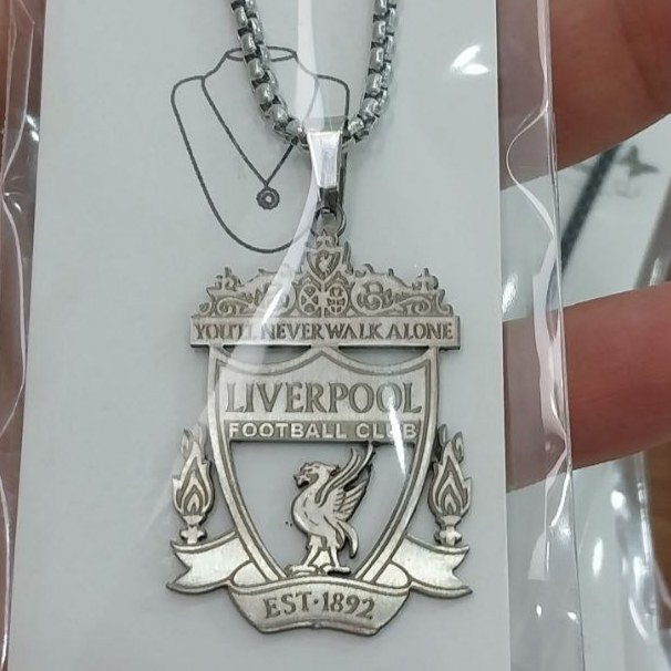 زنجیر و آویز پلاک استیل طرح لیورپول LIVERPOOL رنگ ثابت کد as