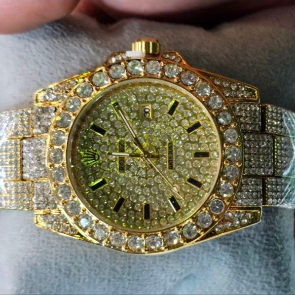 ساعت مچی زنانه رولکس ROLEX فول نگین مخراج کاری تاریخ دار تنوع طرح رنگ ثابت کد vn