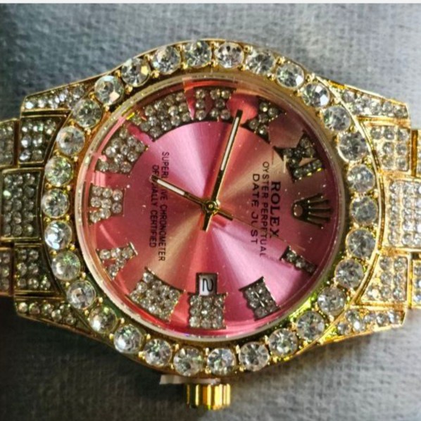 ساعت مچی زنانه رولکس ROLEX فول نگین مخراج کاری تاریخ دار تنوع طرح رنگ ثابت کد vn