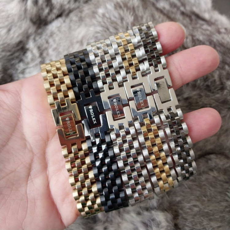 دستبند استیل مردانه طرح رولکس ROLEX تنوع رنگ و طرح رنگ ثابت کد as