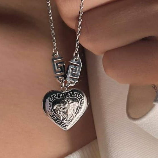 گردنبند و آویز پلاک استیل طرح دایره و بیضی آویز ورساچ VERSACE تنوع طرح رنگ ثابت
