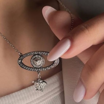 گردنبند و آویز پلاک استیل طرح دایره و بیضی آویز ورساچ VERSACE تنوع طرح رنگ ثابت