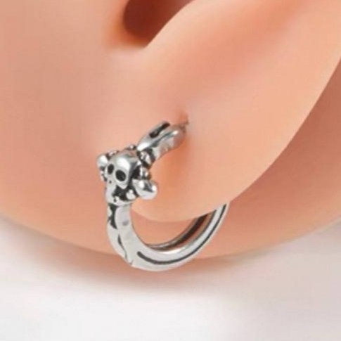گوشواره حلقه ای استیل طرح اسکلت رنگ ثابت کد sf