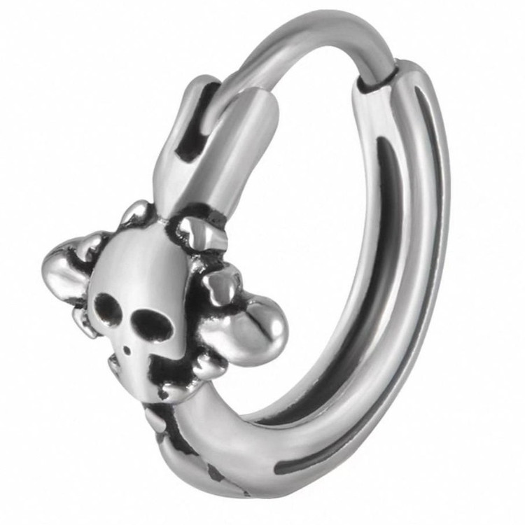 گوشواره حلقه ای استیل طرح اسکلت رنگ ثابت کد sf