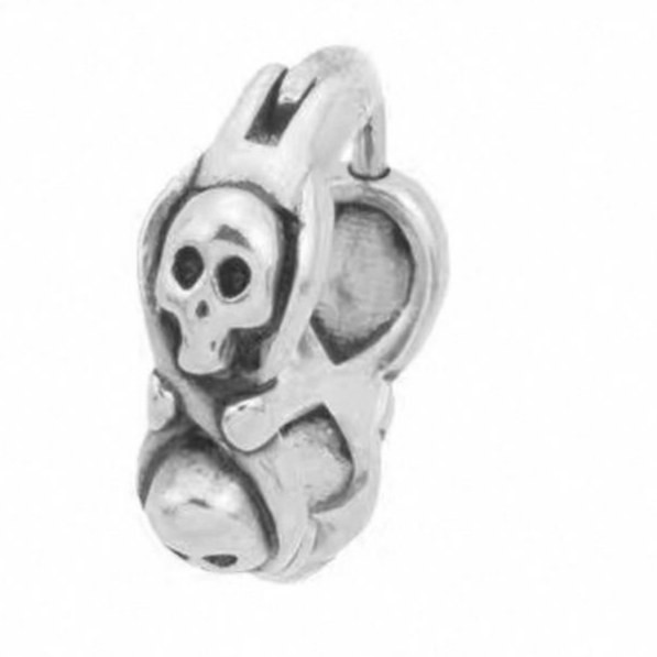 گوشواره حلقه ای استیل طرح اسکلت سر رنگ ثابت کد sf