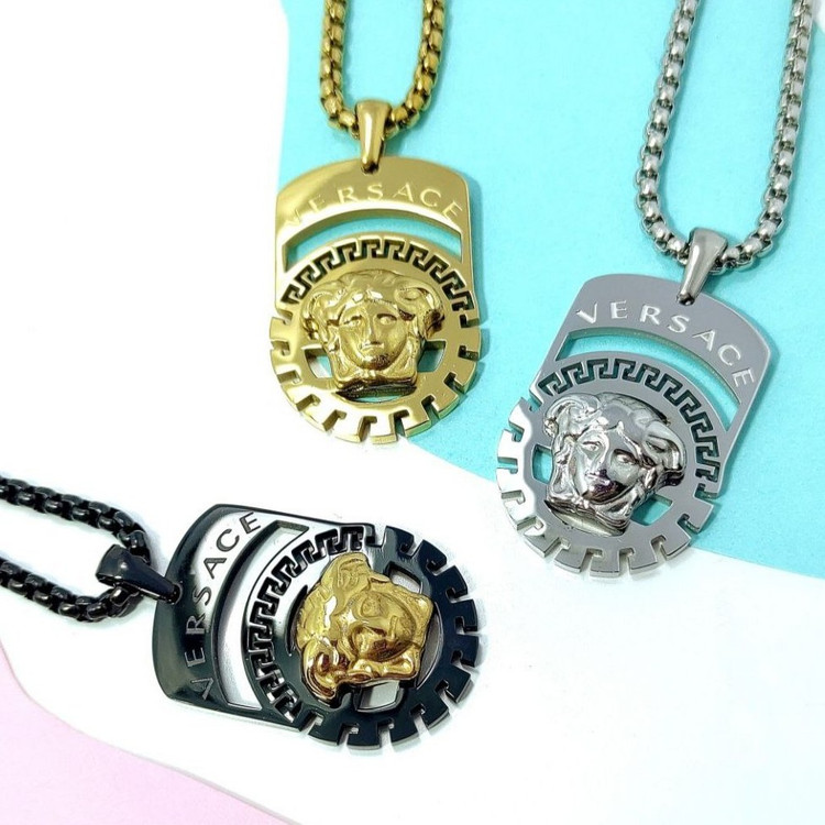 گردنبند و آویز پلاک استیل مردانه ورساچ VERSACE تنوع طرح رنگ ثابت کد mp