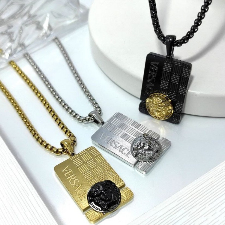 گردنبند و آویز پلاک استیل مردانه ورساچ VERSACE تنوع طرح رنگ ثابت کد mp