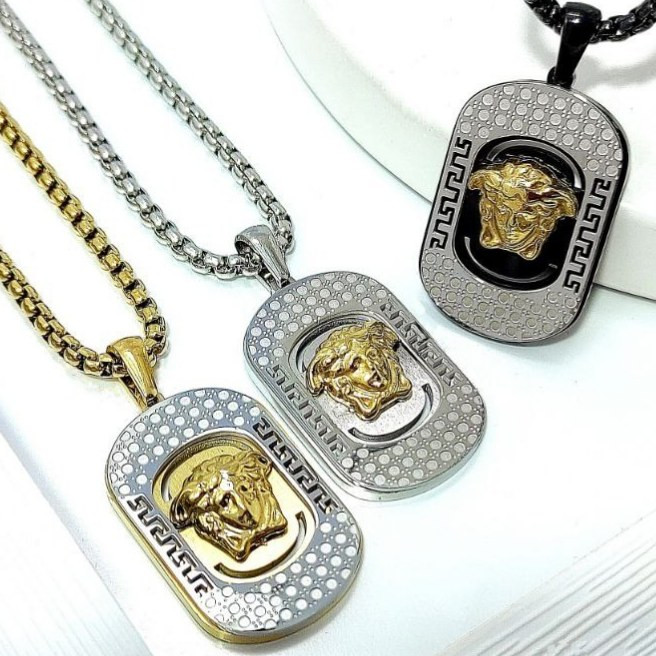 گردنبند و آویز پلاک استیل مردانه ورساچ VERSACE تنوع طرح رنگ ثابت کد mp