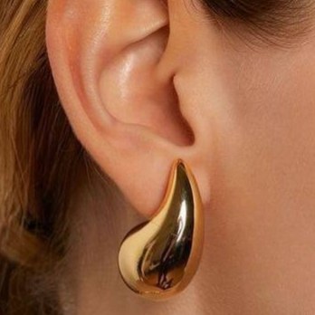 گوشواره زنانه مدل مینیمال آینه ای قطره اشکی  رنگ ثابت کد gy
