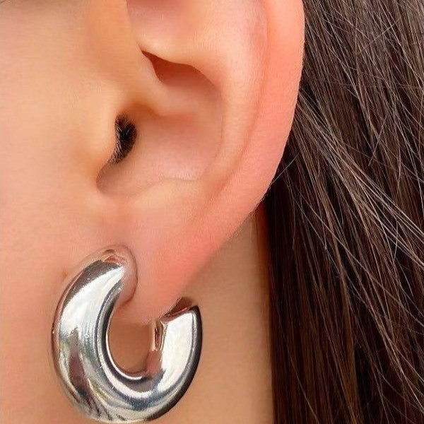 گوشواره زنانه مدل مینیمال حلقه ای آینه ای رنگ ثابت کد gy