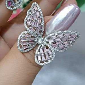 انگشتر زنانه طرح جواهری طرح پروانه فری سایز freesize رنگ ثابت کد gy