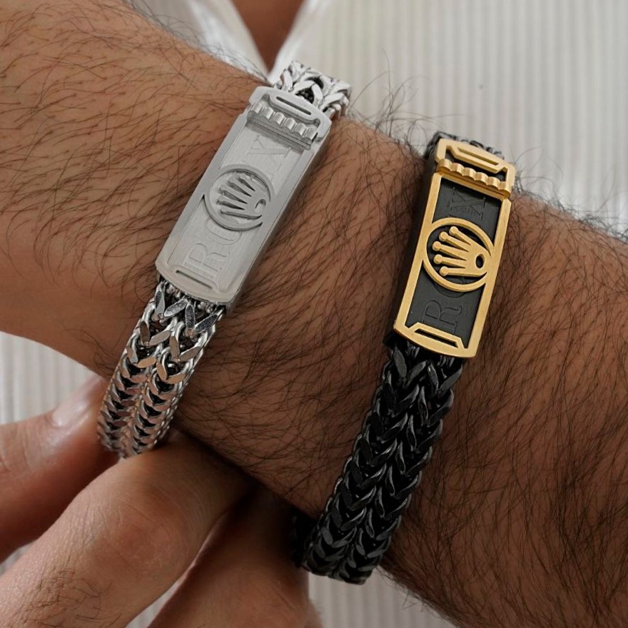 دستبند استیل رولکس rolex در تنوع رنگ و طرح درجه یک رنگ ثابت کد mp