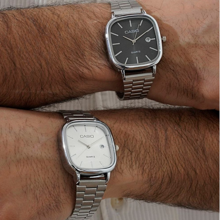 ساعت مچی مردانه کاسیو Casio old money تقویم دار بدنه تمام استیل رنگ ثابت کد mp