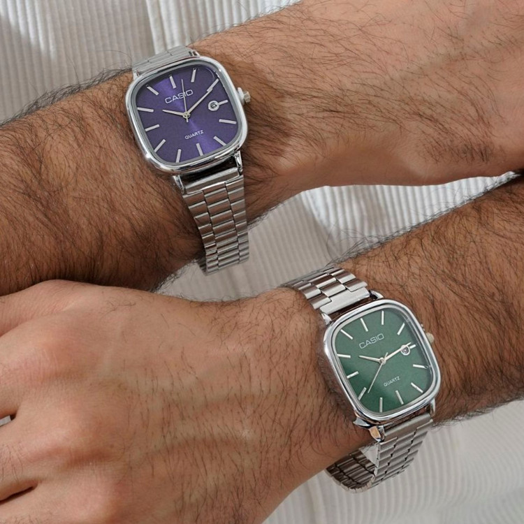 ساعت مچی مردانه کاسیو Casio old money تقویم دار بدنه تمام استیل رنگ ثابت کد mp
