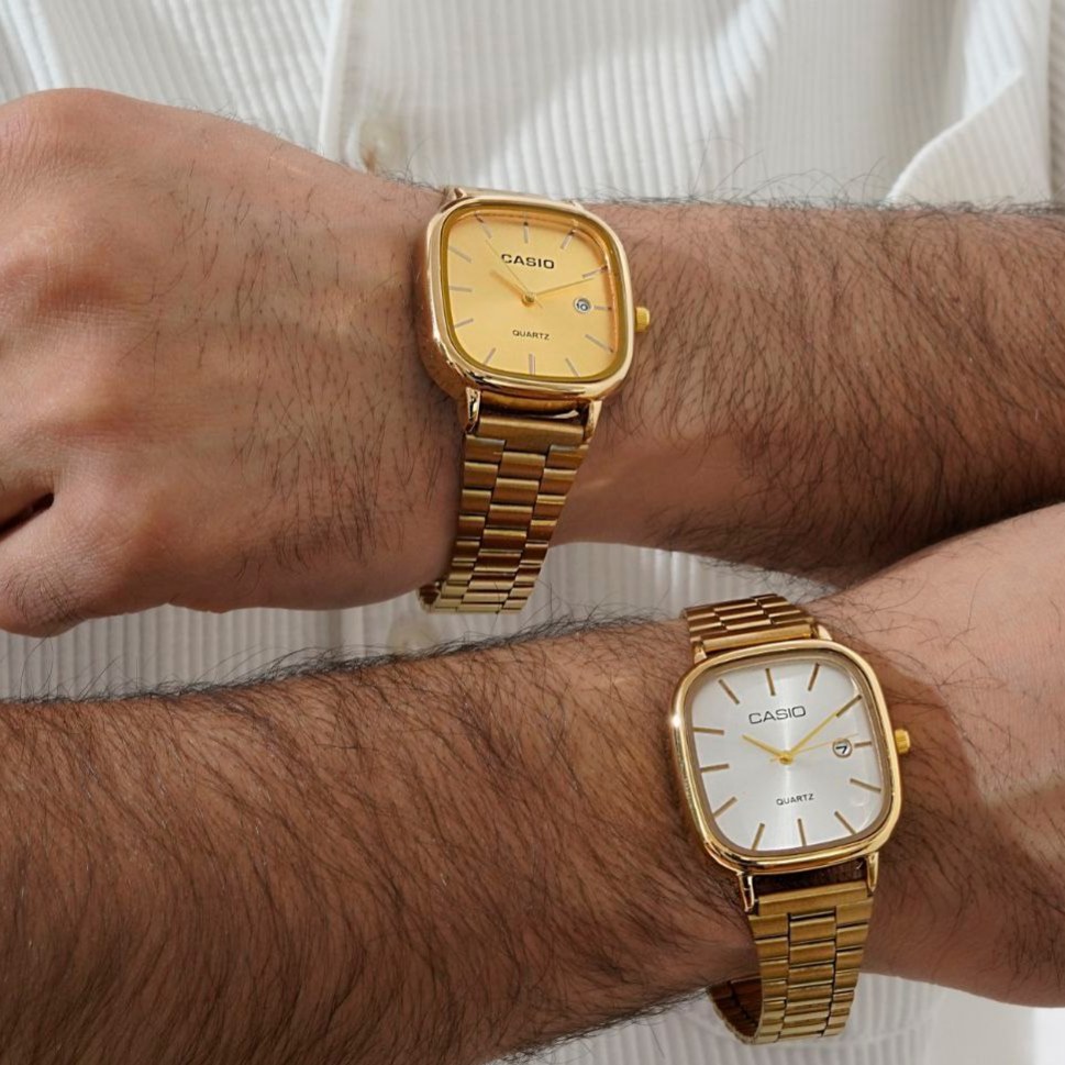 ساعت مچی مردانه کاسیو Casio old money تقویم دار بدنه تمام استیل رنگ ثابت کد mp