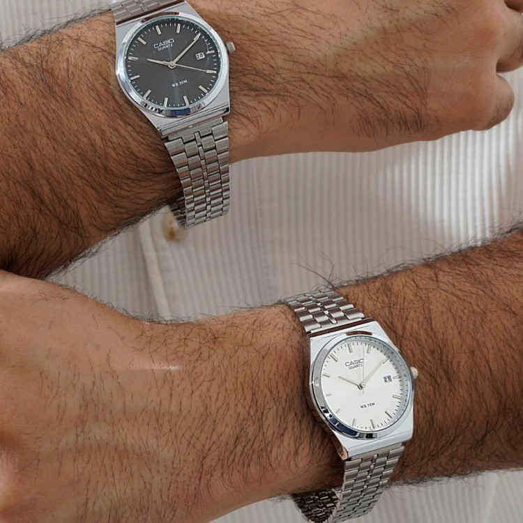 ساعت مچی مردانه کاسیو Casio old money تقویم دار بدنه تمام استیل و رنگ ثابت کد mp