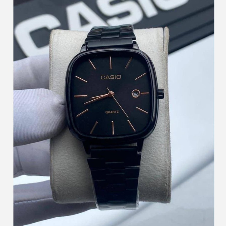 ساعت مچی کاسیو CASIO مربعی تاریخ دار بدنه کاملا استیل و رنگ ثابت کد KI