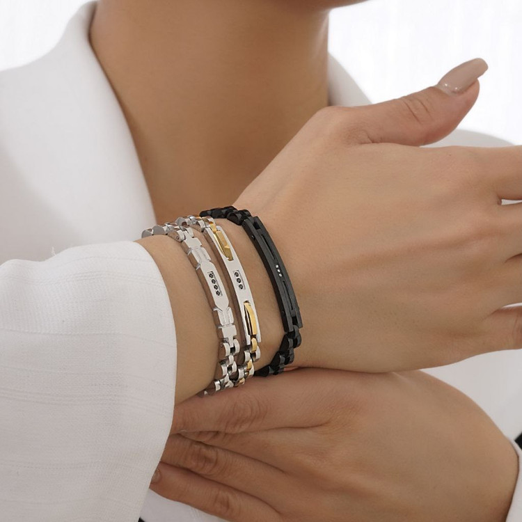 دستبند استیل طرح رولکس rolex در سه رنگ درجه 1 رنگ ثابت کد mp