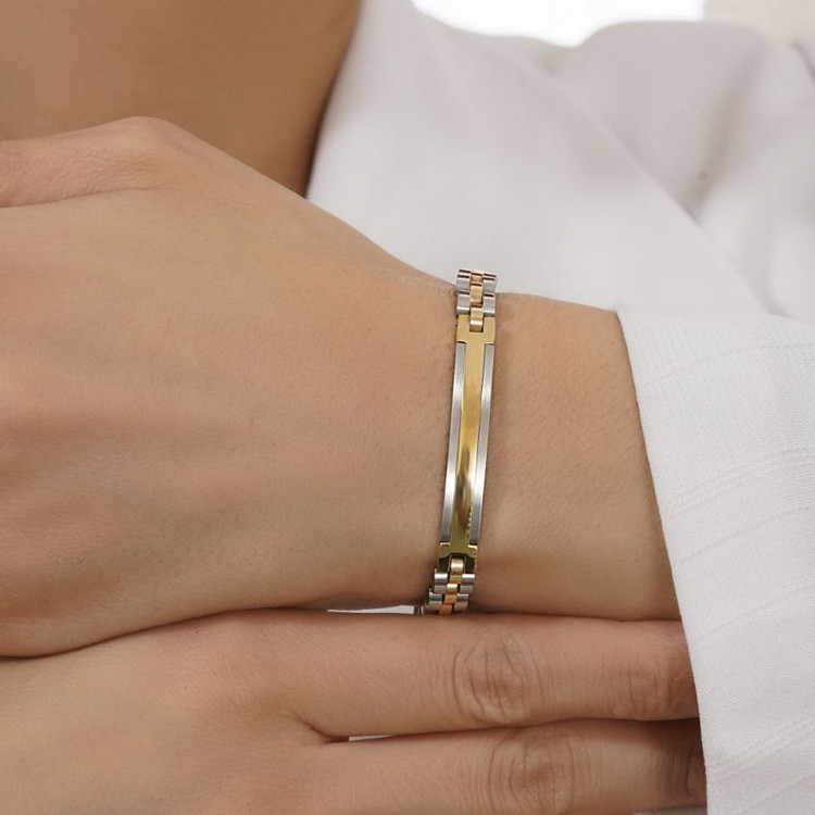 دستبند استیل طرح رولکس rolex بند ساعتی در سه رنگ درجه یک رنگ ثابت کد mp