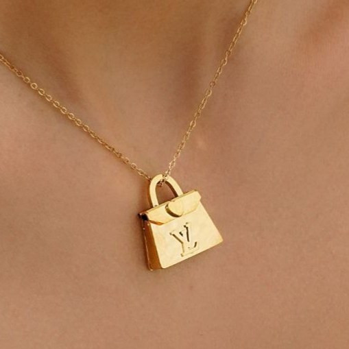 گردنبند و پلاک آویز استیل عیار316 طرح lv - gucci بازشو و پلاک قابل هک رنگ ثابت کد mp