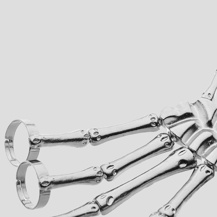 دستبند بنگل استیل انگشتری مدل Bones رنگ ثابت