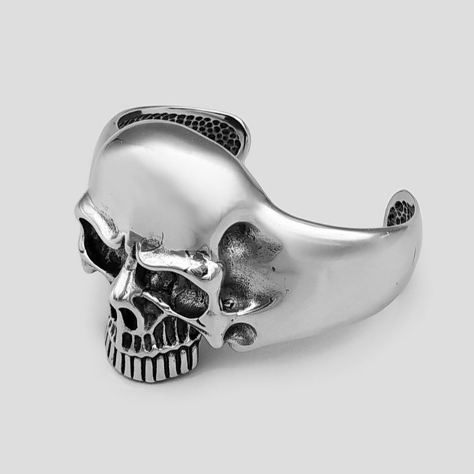 دستبند بنگل استیل اسکلتی مدل Huge Skull رنگ ثابت