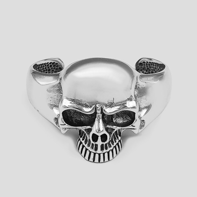 دستبند بنگل استیل اسکلتی مدل Huge Skull رنگ ثابت