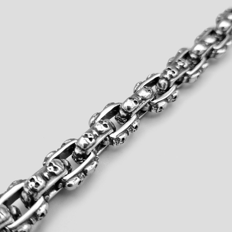دستبند بنگل استیل اسکلت مدل Chain Skull رنگ ثابت