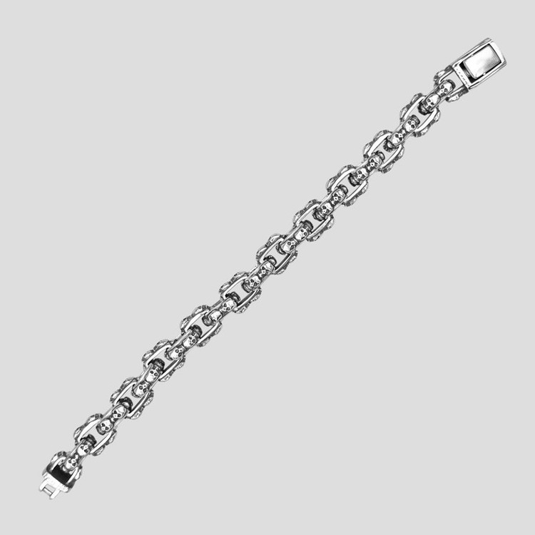 دستبند بنگل استیل اسکلت مدل Chain Skull رنگ ثابت