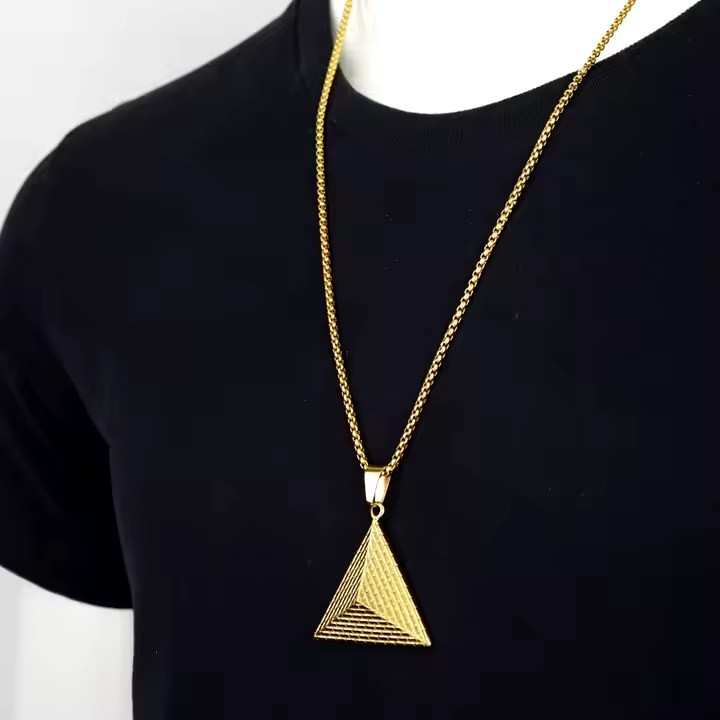 گردنبند و پلاک آویز استیل اهرام مصر رنگ ثابت کد ar