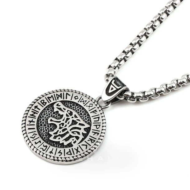 گردنبند و پلاک آویز استیل Viking Wolf Fenrir گرگ وایکینگ رنگ ثابت کد ar