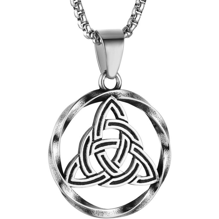 گردنبند و پلاک آویز استیل Triquetra حلقه عشق بی نهایت رنگ ثابت کد ar