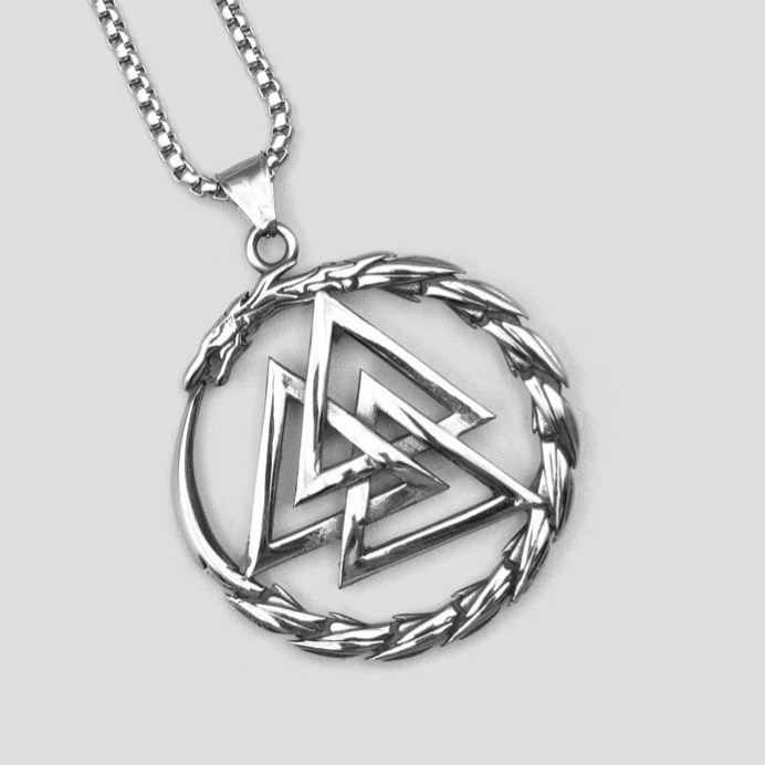 گردنبند و پلاک آویز استیل Odin Valknut وایکینگ رنگ ثابت کد ar