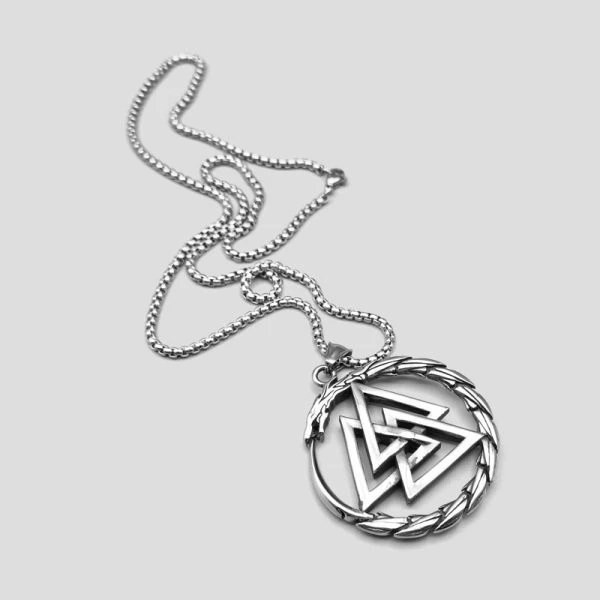 گردنبند و پلاک آویز استیل Odin Valknut وایکینگ رنگ ثابت کد ar