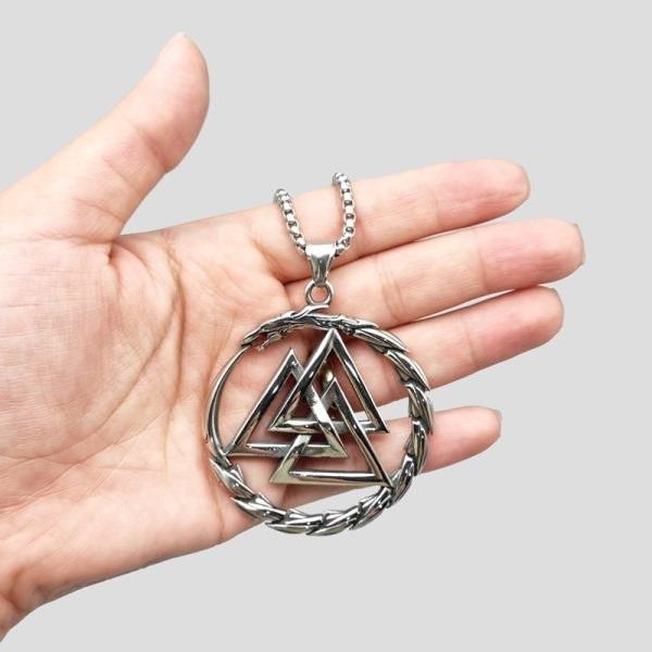 گردنبند و پلاک آویز استیل Odin Valknut وایکینگ رنگ ثابت کد ar