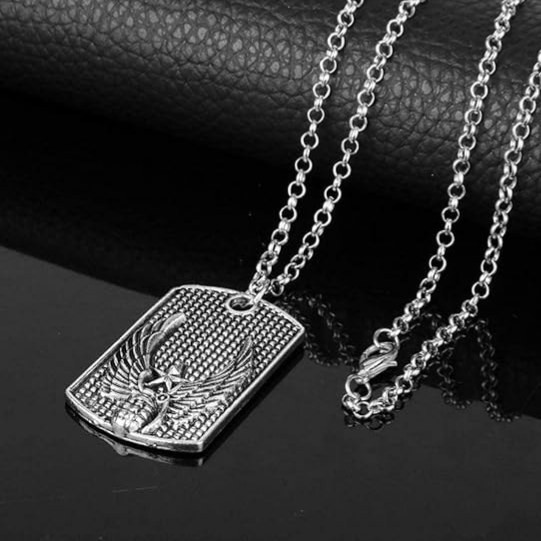 گردنبند و پلاک آویز استیل عقاب و نارنجک رنگ ثابت کد ar
