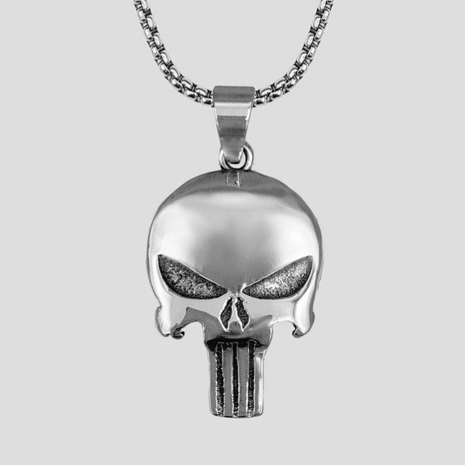 گردنبند و پلاک آویز استیل پانیشر punisher رنگ ثابت کد ar