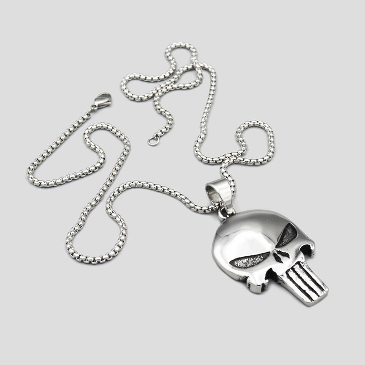 گردنبند و پلاک آویز استیل پانیشر punisher رنگ ثابت کد ar
