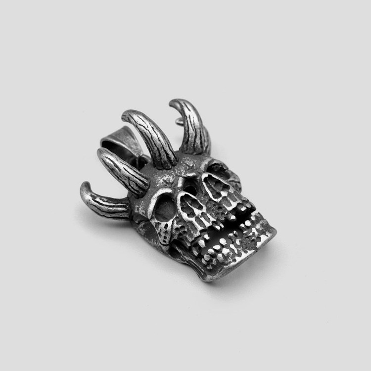 گردنبند و پلاک آویز استیل اسکلت مدل Merged Skulls رنگ ثابت کد ar