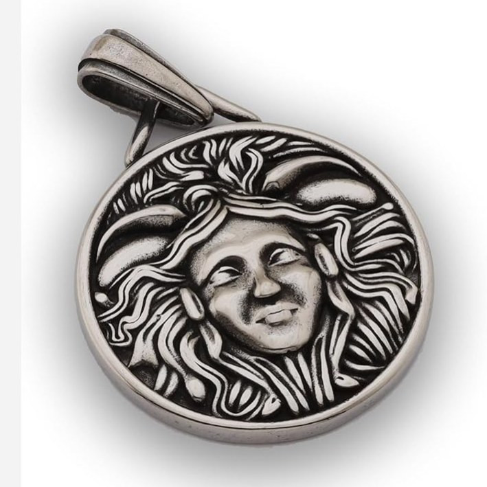 گردنبند و پلاک آویز استیل مدل مدوسا medusa طرح ورساچ رنگ ثابت کد ar