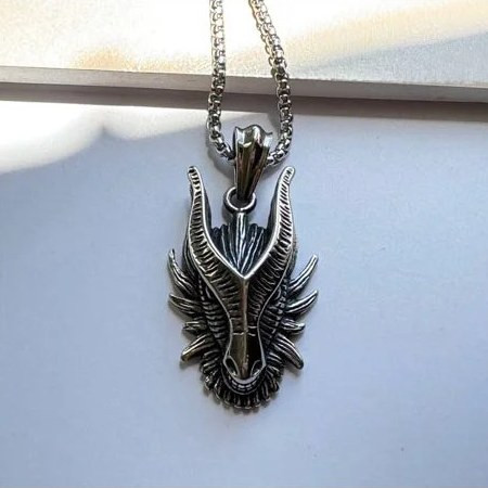 گردنبند و آویز پلاک استیل اژدها مدل dragon رنگ کاملا ثابت کد ar