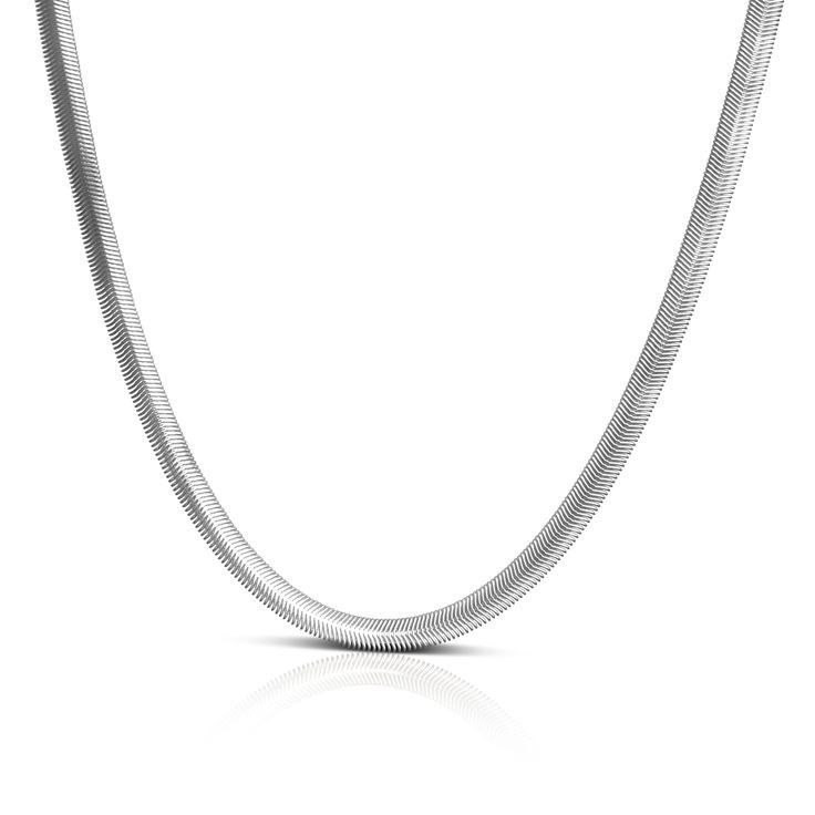 گردنبند ماری هرینگبون 60 سانت 4میل استیل عیار316 رنگ ثابت طلایی و نقره ای کد MP