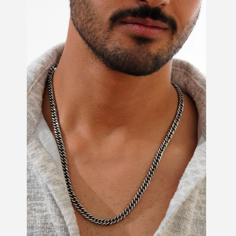 گردنبند کارتیر 60سانت استیل عیار316 رنگ ثابت نقره ای کد MP
